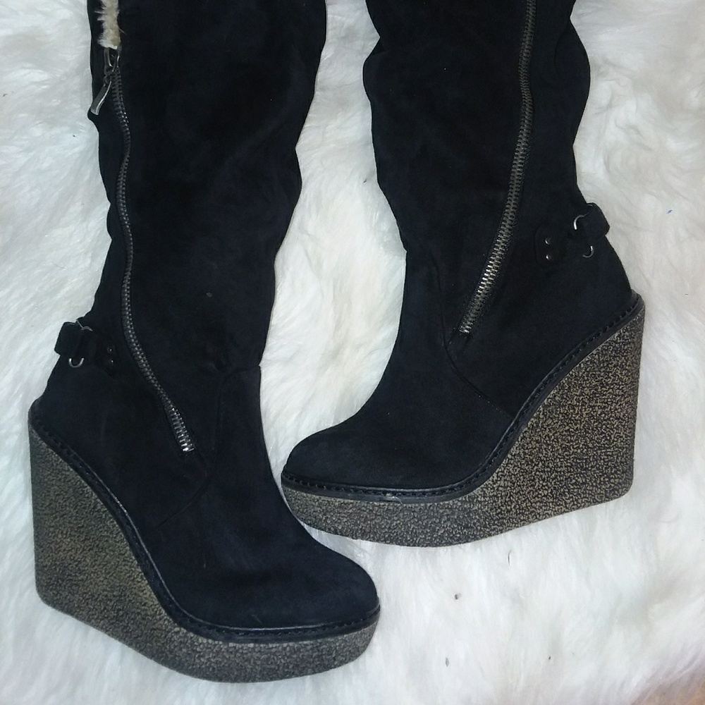 Wild Pair Suede/Leather Wedge Heel